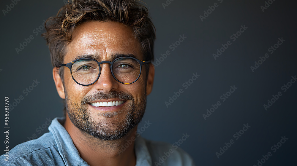 Close-up of a middle-aged man wearing glasses looking at a camera.