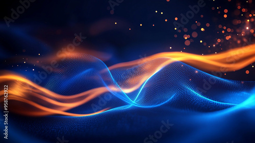 Abstract wave particle technology background