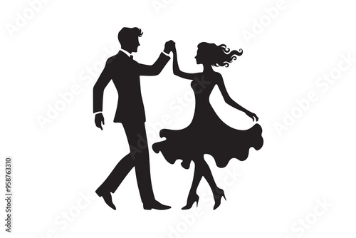 Wedding couple Silhouette Vector Illustration 1
