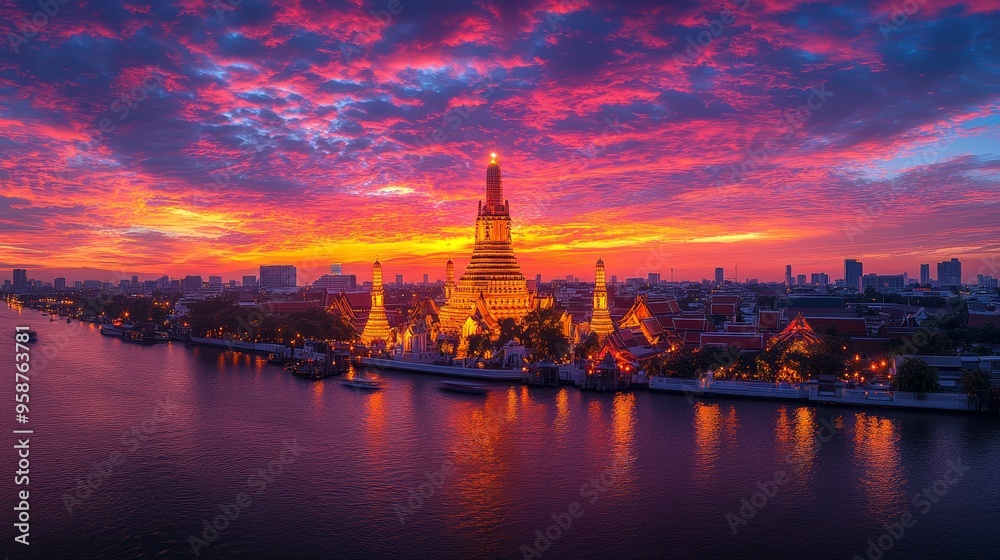 Naklejka premium Wat Arun at sunset