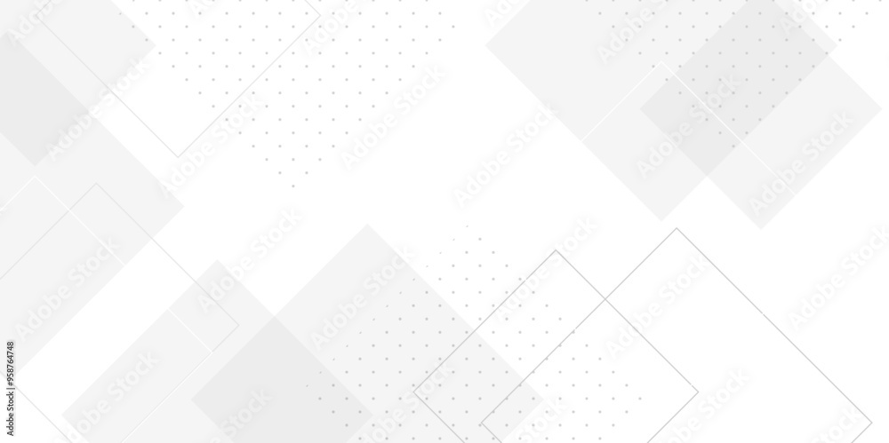 White square pattern on banner design. Modern and minimal concept white and gray abstract geometric background. Vector abstract elegant with copy space template design. White square pattern on banner design. Modern and minimal concept white and gray abstract geometric background. Vector abstract elegant with copy space template design.
