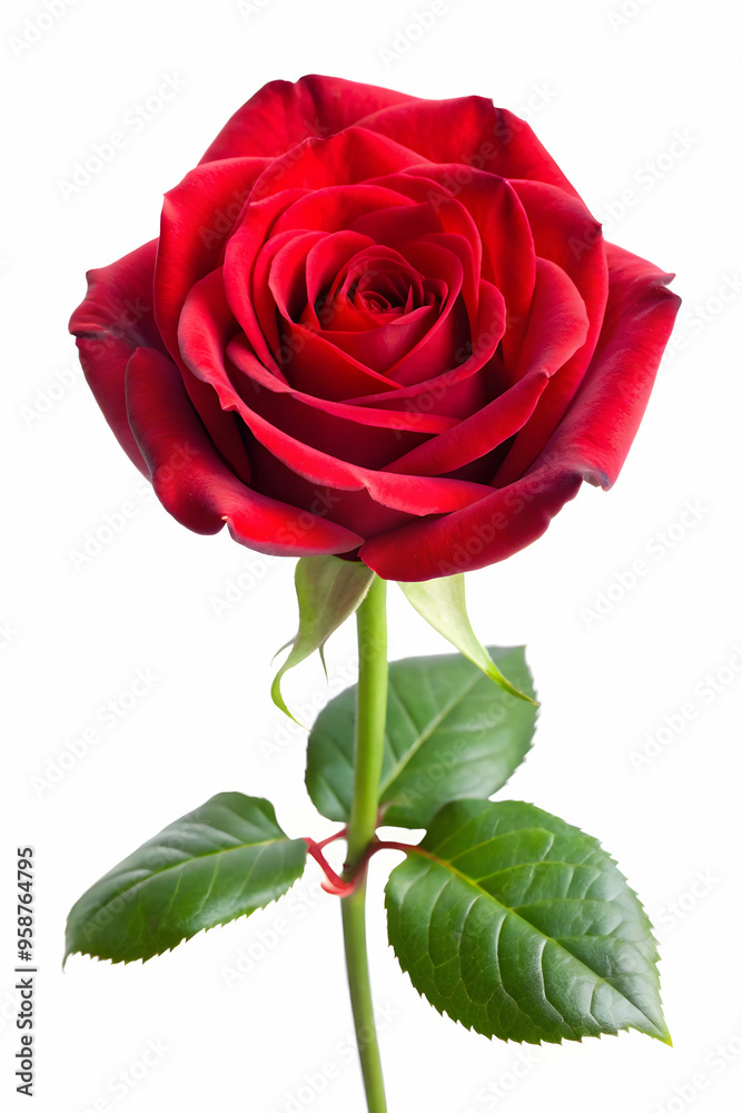 Fototapeta premium red rose isolated on white background