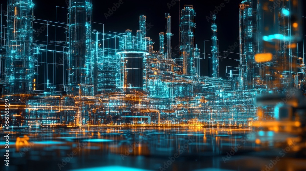 Futuristic digital cityscape with glowing lines and structures representing advanced technology and innovation. Futuristic digital cityscape with glowing lines and structures representing advanced technology and innovation.