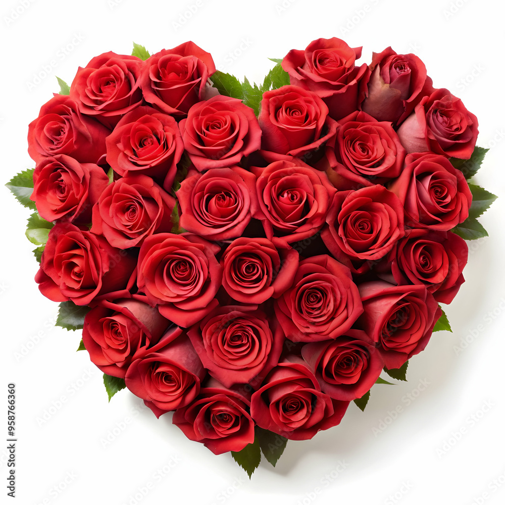 red roses in a heart shape isolated on white background red roses in a heart shape isolated on white background