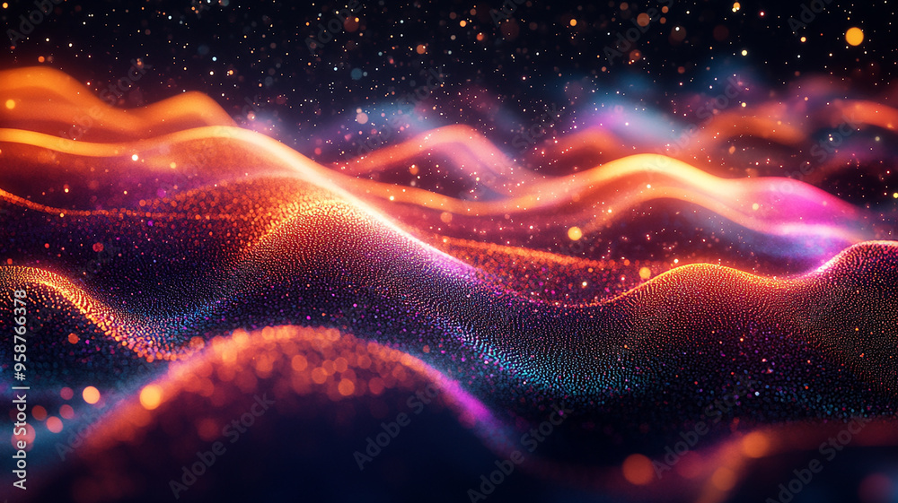 Abstract wave particle technology background Abstract wave particle technology background