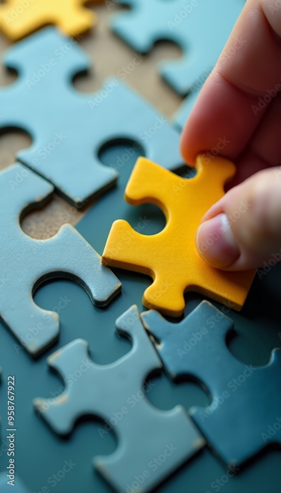 Fototapeta premium New Joiner Teamwork Problem Solving Job Fit Concept Jigsaw Puzzle