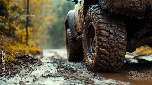 Off-Road Adventure: Mud Covered Tire