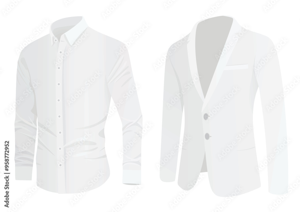 White elegant suit and shirt. vector illustration White elegant suit and shirt. vector illustration
