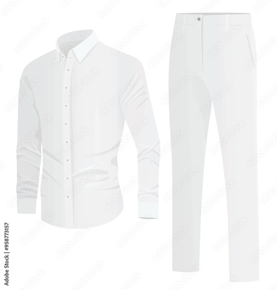 White long sleeve shirt and pants. vector illustration White long sleeve shirt and pants. vector illustration