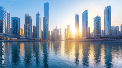 Sunrise over Dubai Skyline