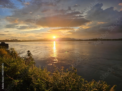 Sunset over river Brahmaputra at Guwahati