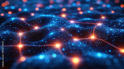 abstract backgroun with glowing neon lines data transfer concept scientific digital wallpaper of neurolink