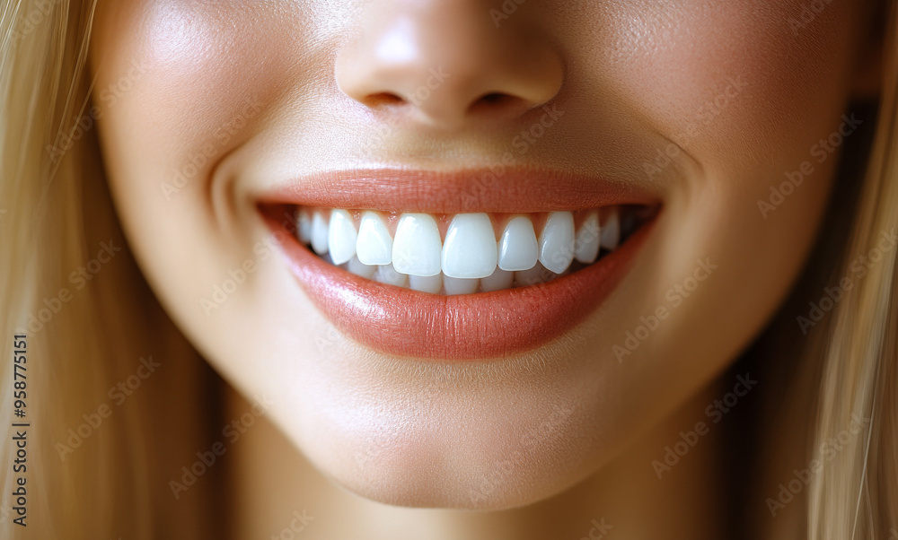A woman with a bright smile showing her teeth. Concept of happiness and confidence A woman with a bright smile showing her teeth. Concept of happiness and confidence