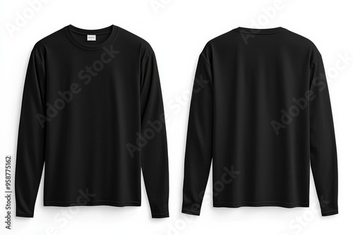 Black long sleeve tshirt mockup isolated created with Generative AI