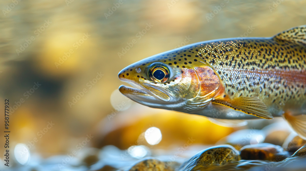 Close-Up of a Rainbow Trout in a Pristine Stream Close-Up of a Rainbow Trout in a Pristine Stream