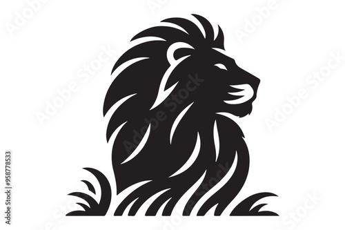 Stylish Lion Silhouette Black Vector Design