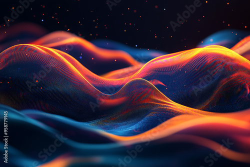 Abstract wave particle technology background