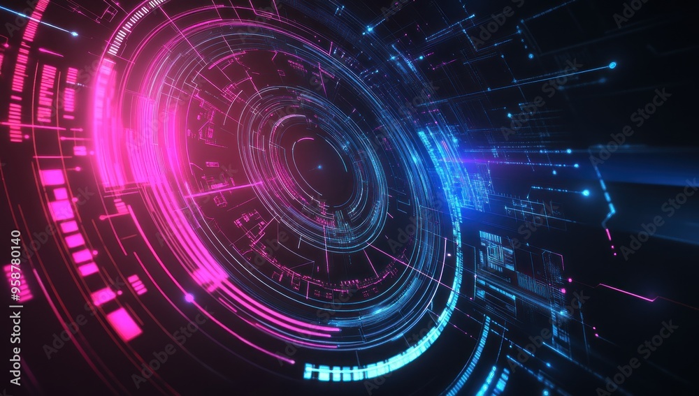 Abstract Digital Interface with glowing circles Abstract Digital Interface with glowing circles