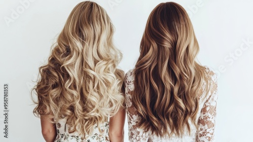 This image compares curls before and after styling on the back of the head. The 