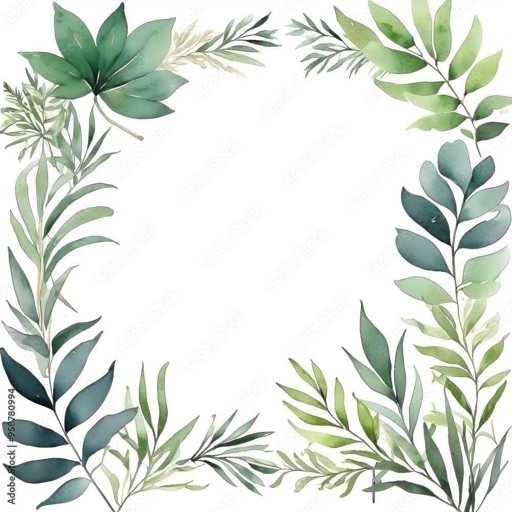 Watercolor botanical background frame Watercolor botanical background frame