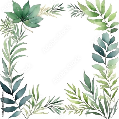 Watercolor botanical background frame