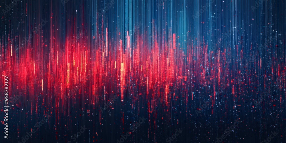 Abstract Digital Art with Red and Blue Vertical Light Streaks Abstract Digital Art with Red and Blue Vertical Light Streaks