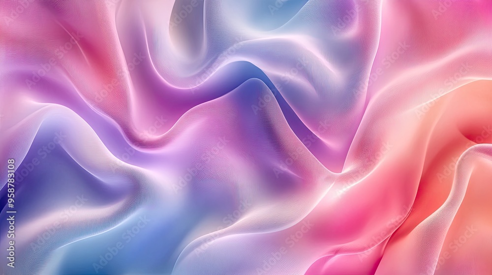Fototapeta premium Abstract fabric pattern graphic with soft, flowing lines and gradient colors. The design evokes a sense of movement and can be used in various creative projects.