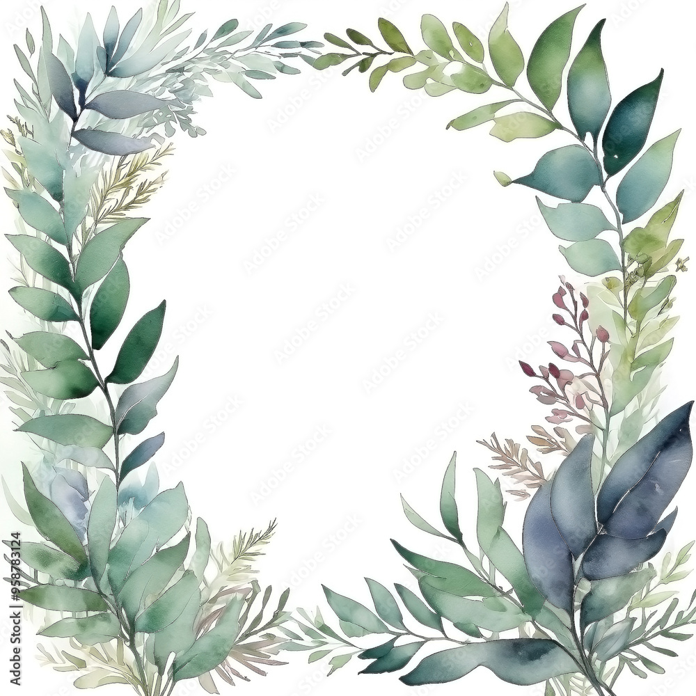 Watercolor botanical background frame Watercolor botanical background frame
