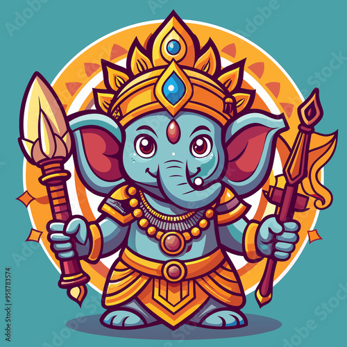 Ganesha cute graphic icon design