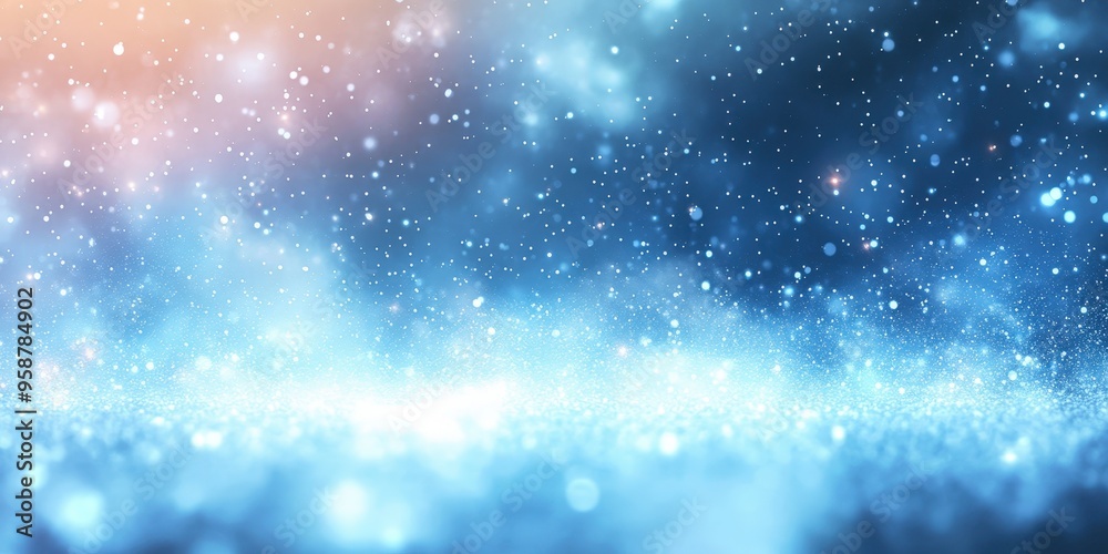 Obraz premium Ethereal Dreamy Blue and Orange Hazy Winter Snowfall Background