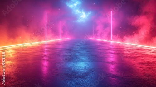 Wallpaper Mural abstract neon backgroun colorful lines glowing in the dark Torontodigital.ca