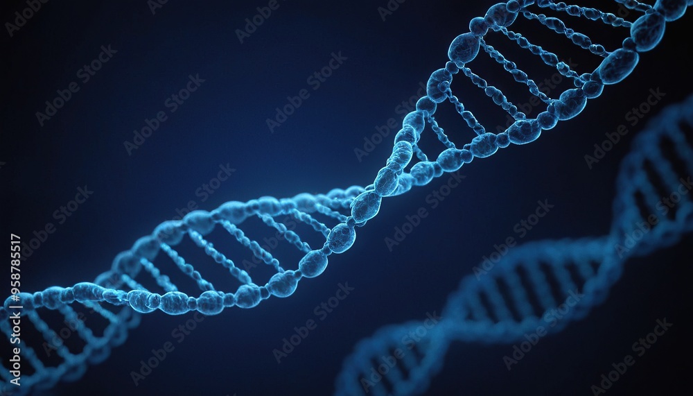 Science lab with a blue DNA model design 122