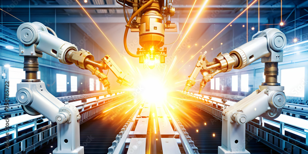 Fototapeta premium Revolutionizing Manufacturing: AI Driven Control Room Technology with Digital Production Monitors, Automation Controls, and Modern Design - Innovative Solution for Cost-Efficient Management in Industr