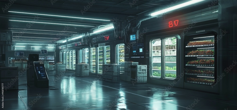 futuristic food bank background concept futuristic food bank background concept