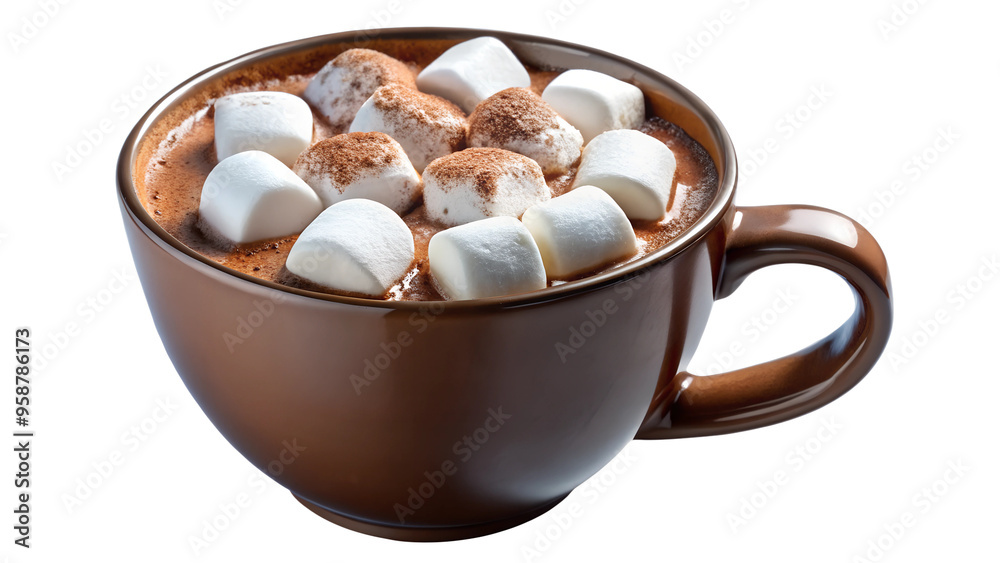 Warm cocoa with marshmallows in a cozy cup transparent Warm cocoa with marshmallows in a cozy cup transparent