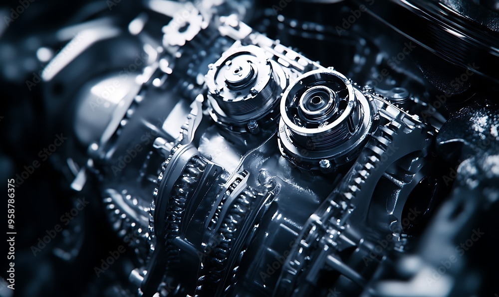 Fototapeta premium Close-up of an Automotive Engine's Internal Components