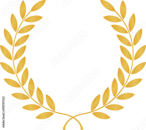 Golden Laurel Leaves, Golden rank, Golden circular laurel foliate, Laurel Leave, Gold laurel wreath
