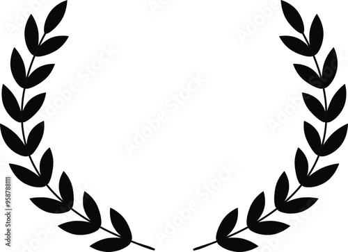 Blacken Laurel Leaves Round, Black rank, Black circular laurel foliate, Laurel Leave