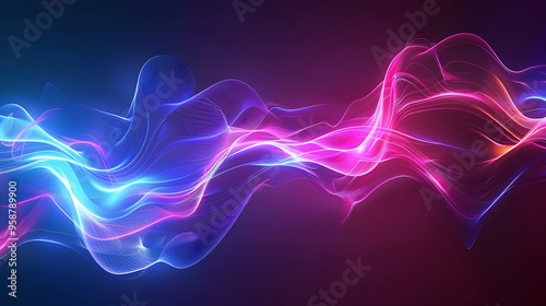 wallpaper design artwork of neon lighting colors, waves style, ai generated image