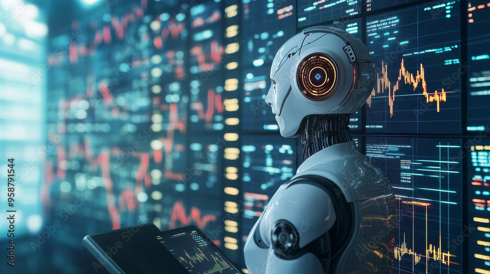 AI analyzes data from the stock market. Imagine an AI program working in data centers, studying stock market trends. This AI can be used as a trading assistant, helping people make investment. AI analyzes data from the stock market. Imagine an AI program working in data centers, studying stock market trends. This AI can be used as a trading assistant, helping people make investment.