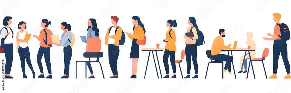 set of vector illustrations of cartoon characters talking set of vector illustrations of cartoon characters talking