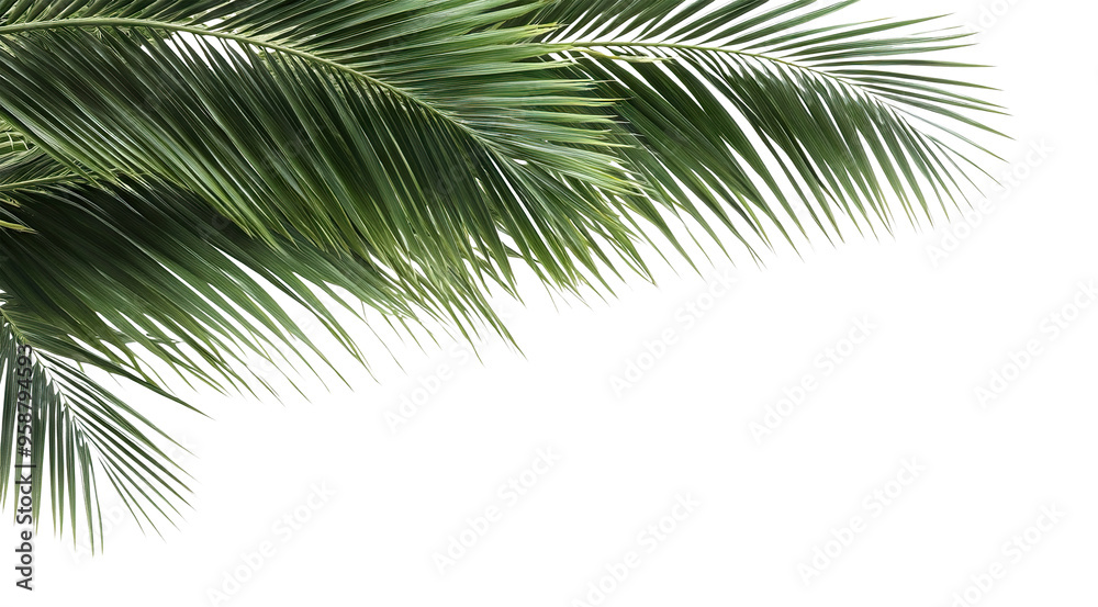 Fototapeta premium Tropical green palm leaves, cut out