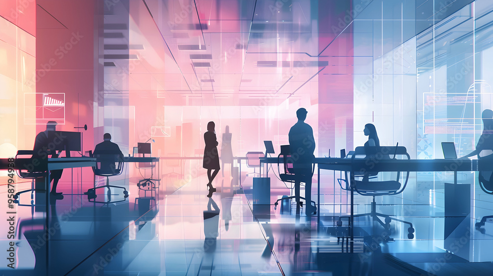 People at work in modern headquarters, generative ai People at work in modern headquarters, generative ai