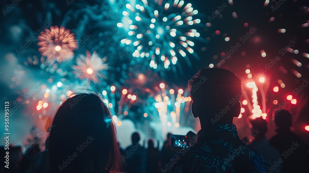 fireworks background at night party, new year's eve party fireworks background at night party, new year's eve party