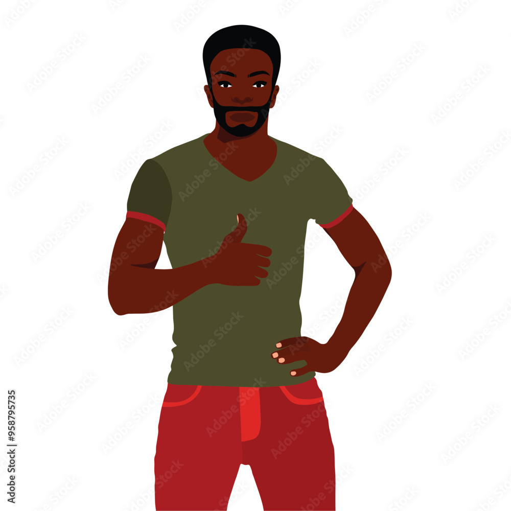 Young stylish black man in elegant style vector Young stylish black man in elegant style vector