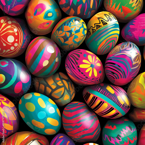 Abstract Easter egg patterns with vibrant spring colors and designs.Abstract Easter egg patterns with vibrant spring colors and designs.