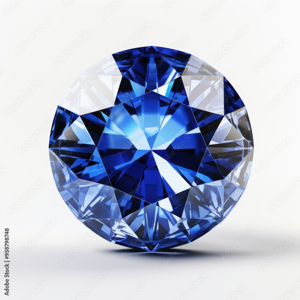 A detailed close up of a stunning blue diamond placed on a white surface A detailed close up of a stunning blue diamond placed on a white surface