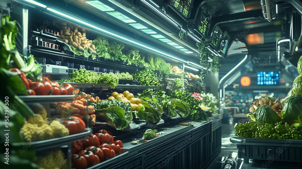 futuristic food bank background concept