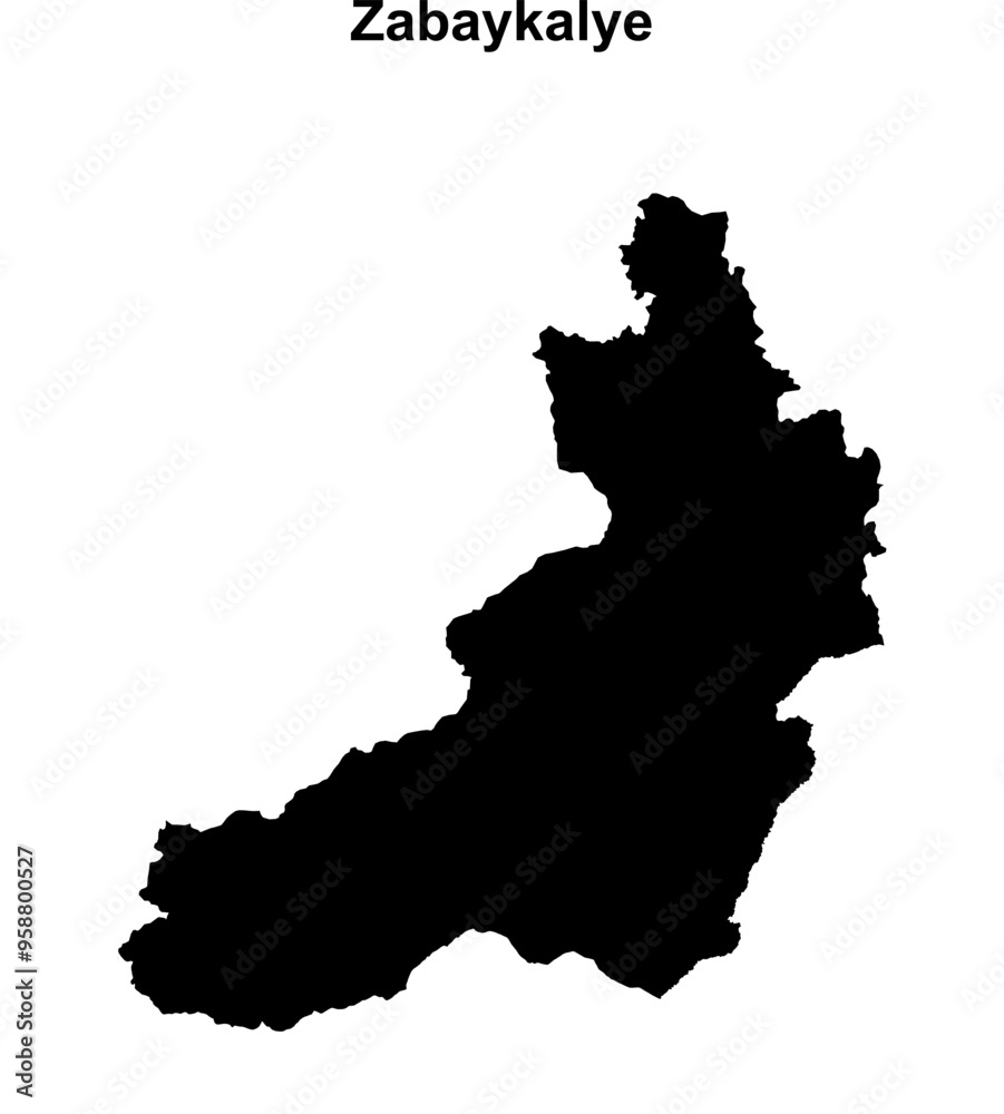 Fototapeta premium Zabaykalye blank outline map