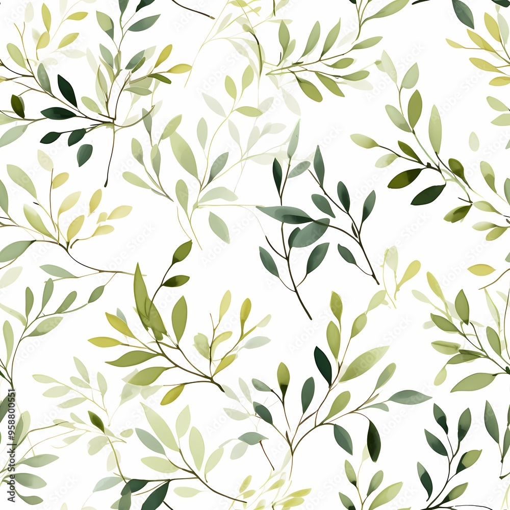 Delicate branches with white leaves on a soft gray background. Delicate branches with white leaves on a soft gray background.